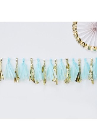 Ginger Ray OB-118 Oh Baby Blue and Gold Tassel Garland