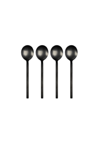 Leeff 18471 Cucchiai Charlot, set da 4 - nero