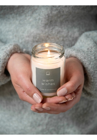 Leeff 18617 Candela in barattolo L - Warm Wishes (bianca)