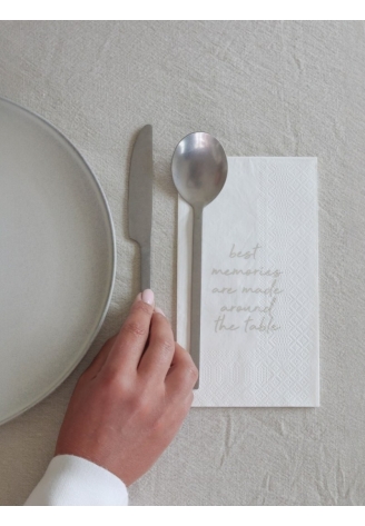 Leeff 18765 Tovaglioli – Best memories are made around the table (bianco)