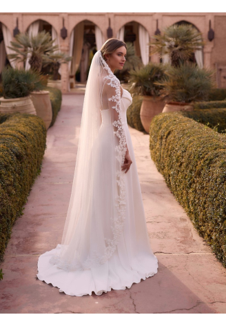 Bianco Evento S534 – Velo in tulle avorio, 170 cm ()