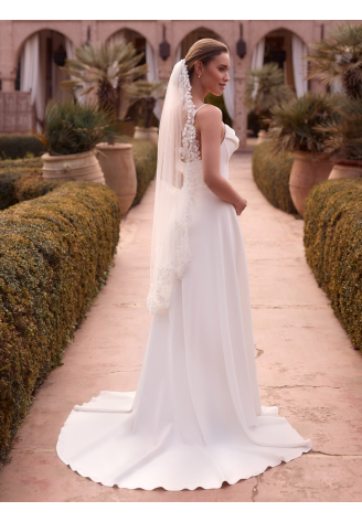 Bianco Evento S538 – Velo in tulle avorio, 110 cm ()