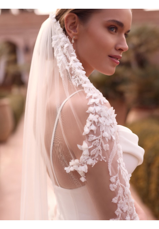Bianco Evento S538 – Velo in tulle avorio, 110 cm
