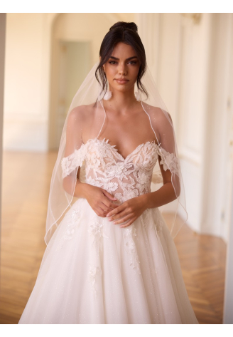 Bianco Evento S548 – Velo da sposa avorio, 110 cm