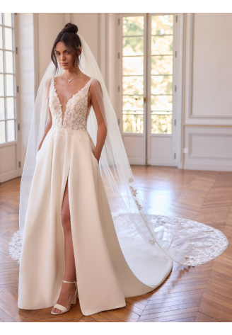 Bianco Evento S550 – Velo in tulle avorio, 350 cm ()