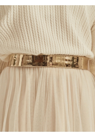 Bianco Evento PA91G Cintura da sposa dorata ()