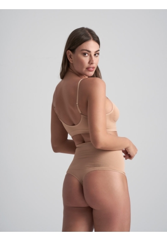 BYE BRA Seamless | Tanga a Vita Alta Senza Cuciture Beige