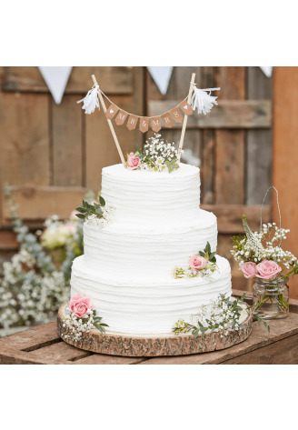 Ginger Ray CW-235 Rustic Country Mr & Mrs Topper per Torta Bunting ()