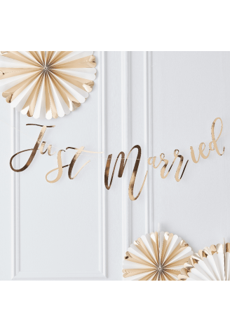 Ginger Ray GO-121 Gold Wedding Just Married Garland ()