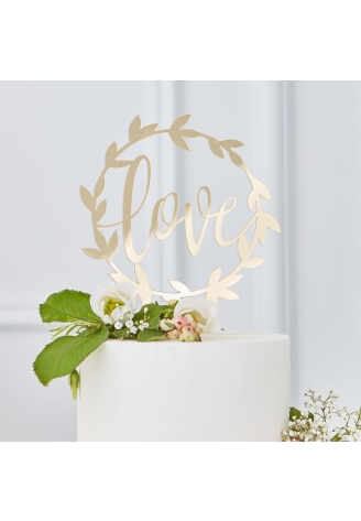 Ginger Ray GO-104 Gold Wedding Cake Topper Love