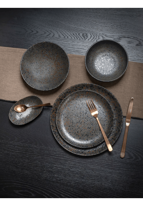 POMAX – OSAWA – Set posate 16 pezzi 18/10 – Acciaio inox – Rame