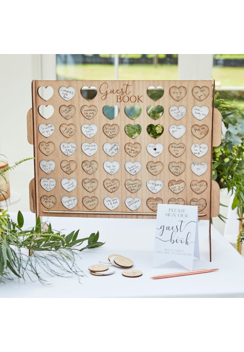 Ginger Ray BR-384 Botanical Wedding Four In A Row Wedding Guestbook ()
