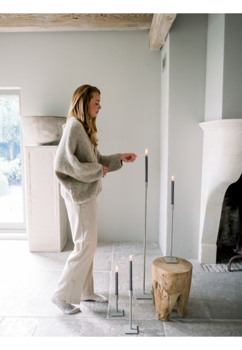 Leeff 18265 Portacandele da terra Fynn Grigio