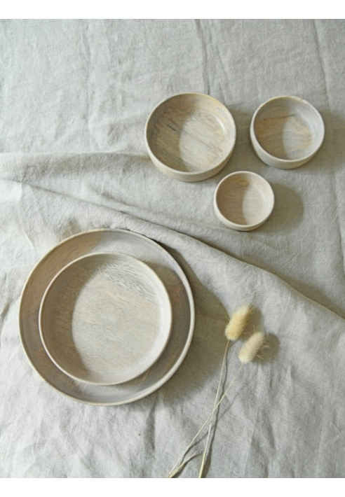 Leeff 18477 Ciotole Bente L, set da 3 in legno di mango naturale