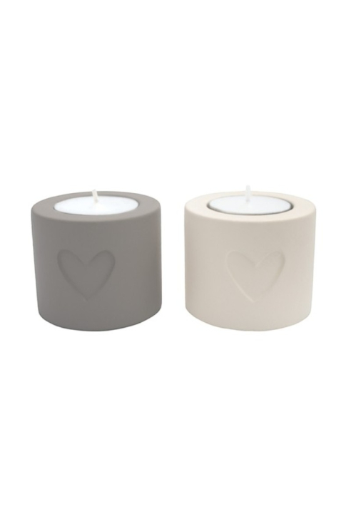 Leeff 18755 Hilde portacandela a cuore, set da 2 grigio ()