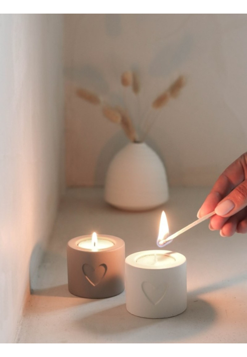 Leeff 18755 Hilde portacandela a cuore, set da 2 grigio