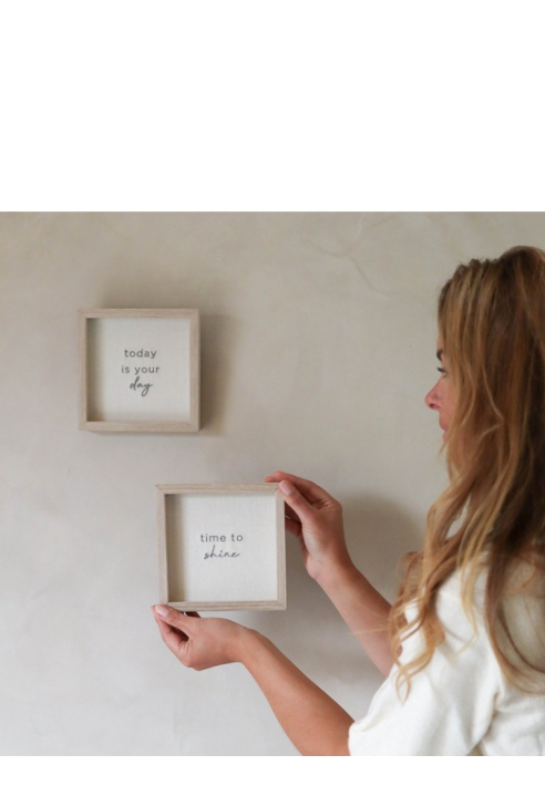 Leeff Cornice Dion 15 x 15 cm in lino con ricamo È il momento di brillare ()