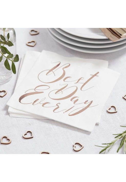 Ginger Ray BB-265 Beautiful Botanics Best Day Ever Napkins ()