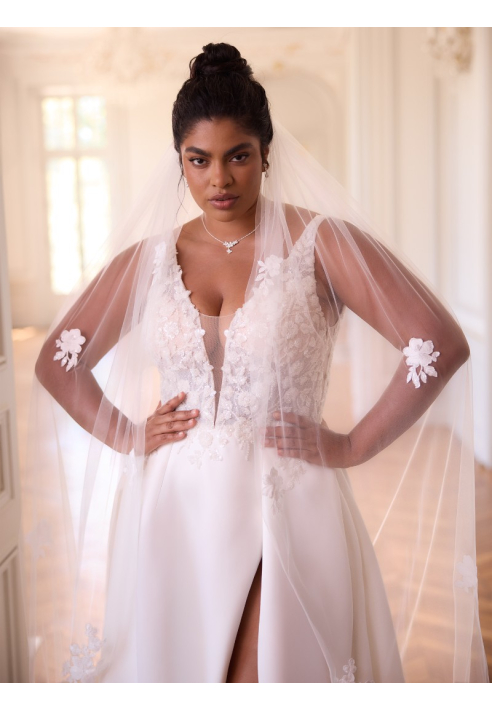 Bianco Evento S529 – Velo in tulle avorio, 250 cm