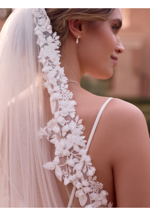 Bianco Evento S534 – Velo in tulle avorio, 170 cm