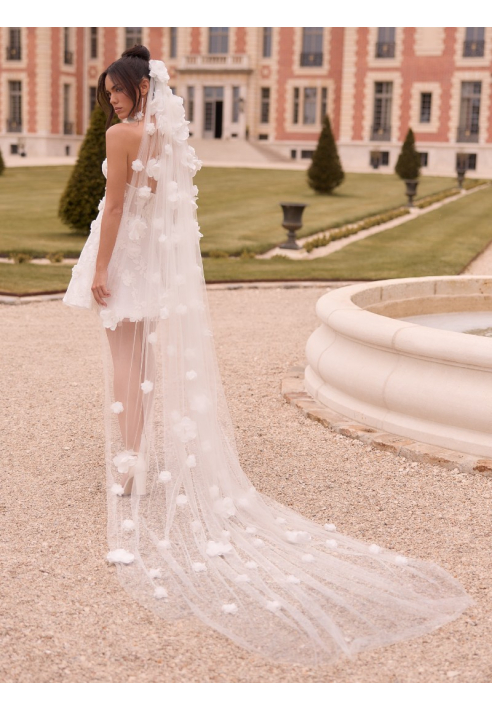 Bianco Evento S546 – Velo in tulle avorio, 300 cm