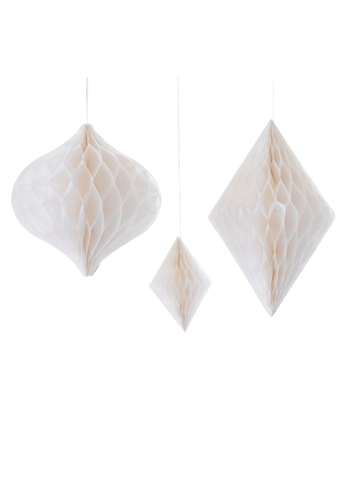 Ginger Ray BW-435 Decorazioni pendenti in carta a forma di nido d'ape bianco