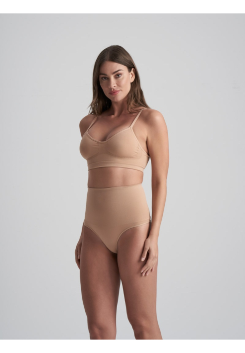 BYE BRA Seamless | Tanga a Vita Alta Senza Cuciture Beige ()