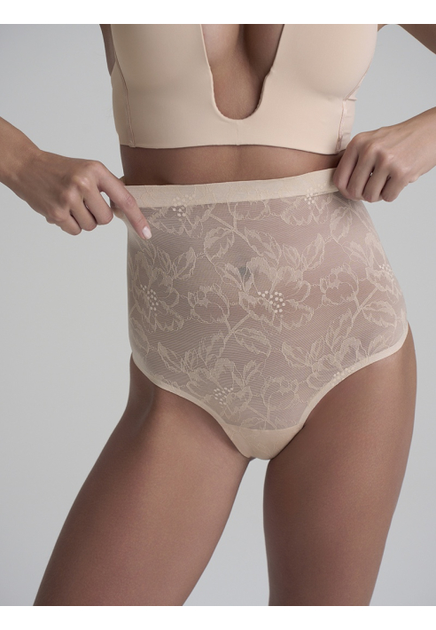 BYE BRA Lacy | Slip modellante a vita alta in pizzo Beige ()