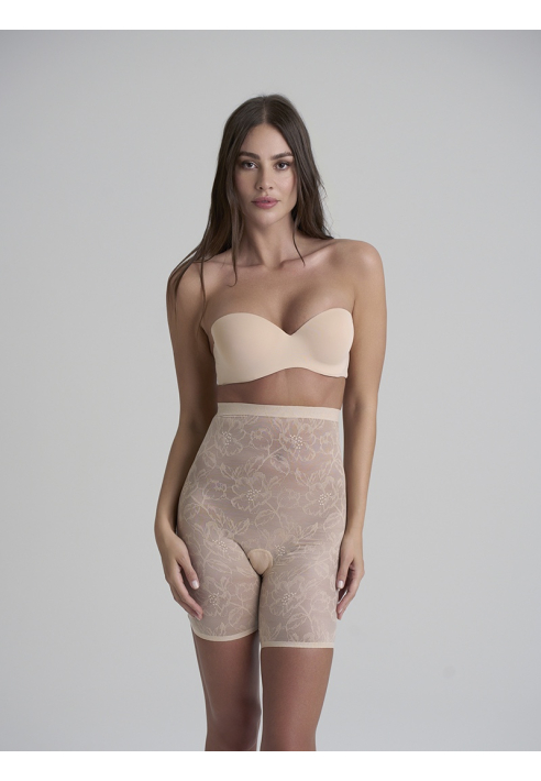BYE BRA Lacy | Short in Pizzo Modellante in Vita Alta Beige ()