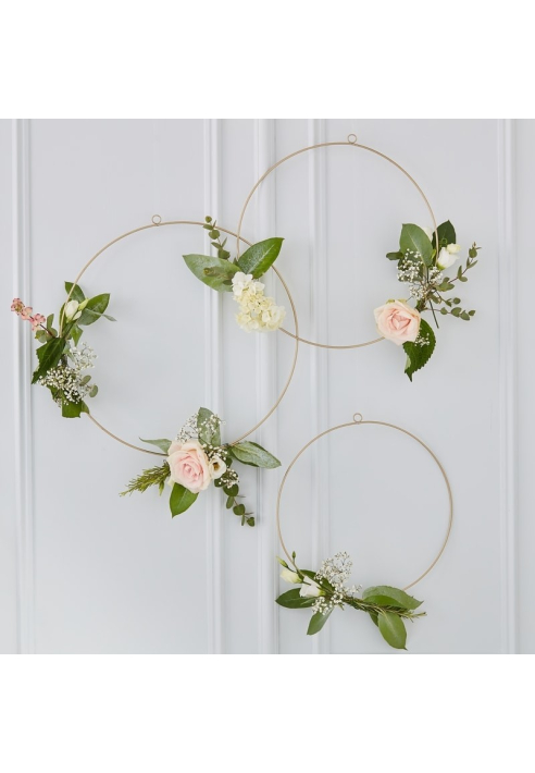 Ginger Ray GO-103 Gold Wedding Floral Hanging Hoops ()