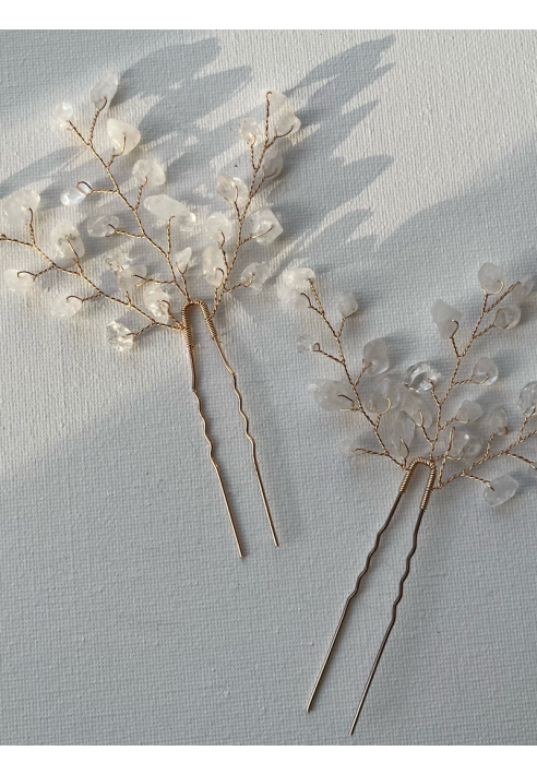 Sally Jane Bridal Lotis Fermagli per Capelli Oro Trasparente