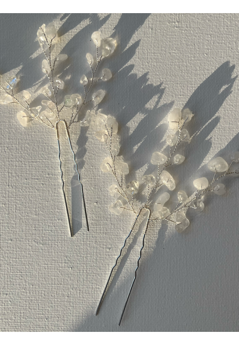 Sally Jane Bridal Lotis Fermagli per Capelli Argento Trasparente