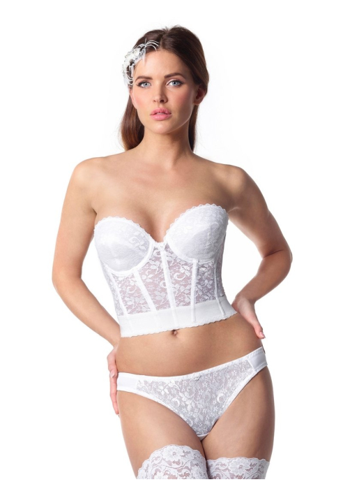 Poirier 213 Ivory - Corsetto in pizzo con schienale basso Avorio ()
