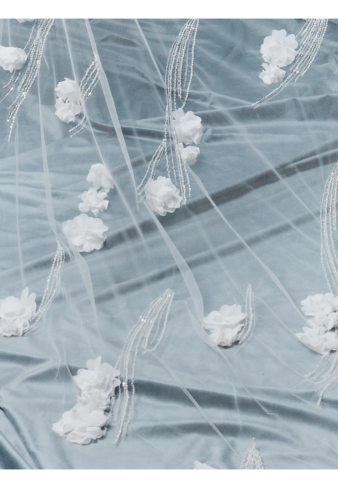  S75516-300-1 Velo con fiori 3D e perle