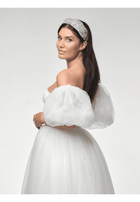 Poirier SL-003 Maniche a Sbuffo Tulle Glitter