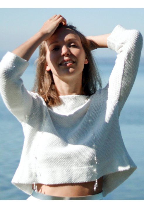 Forever & Eva P5310G Maglione da sposa in Lurex dorato