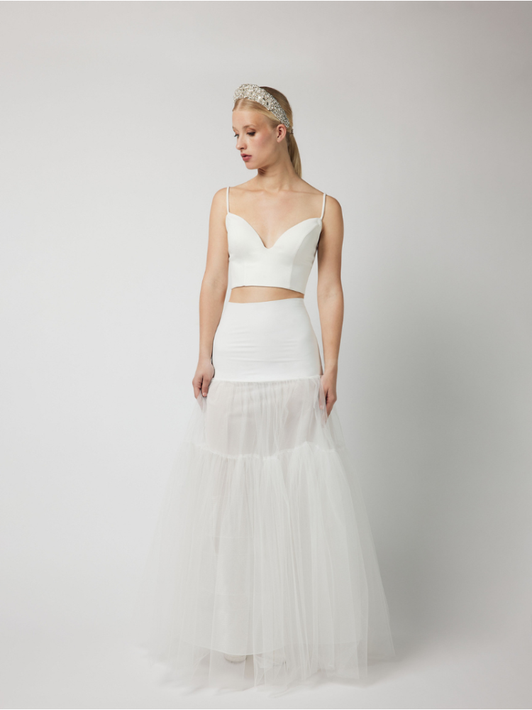 PO-PC75-150J Sottoveste ultraleggera a trapezio - Avorio main product photo