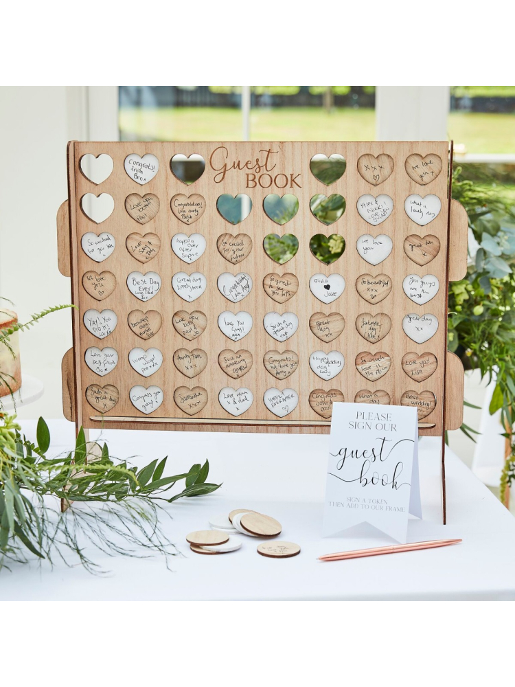 Ginger Ray BR-384 Botanical Wedding Four In A Row Wedding Guestbook main product photo