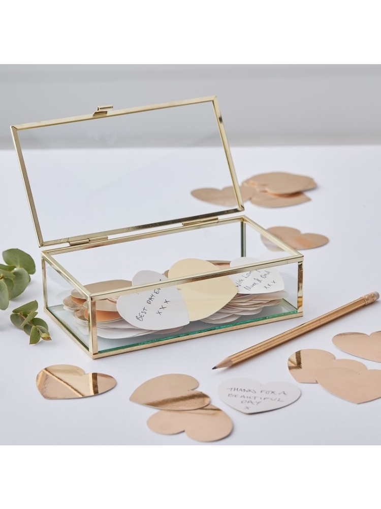 Ginger Ray GO-114 Gold Wedding Golden Glass Box Guestbook main product photo