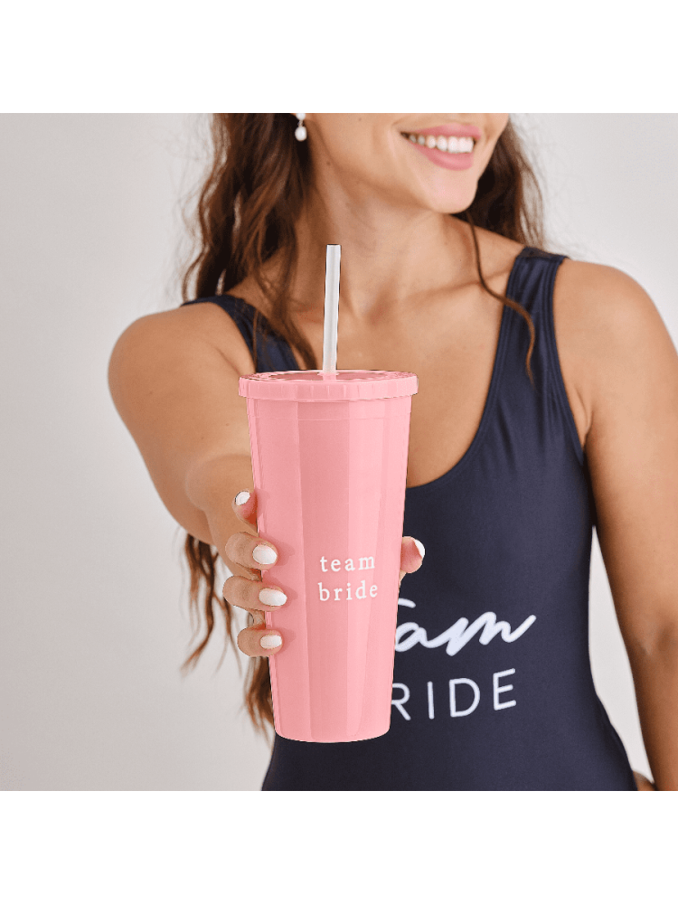 Ginger Ray HEN-142 Team Bride Tazza Riutilizzabile con Cannuccia Rosa main product photo