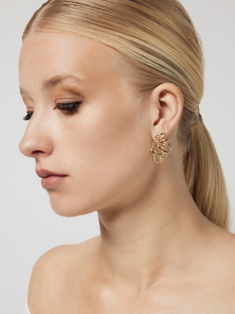 Poirier JE-76130 Oro - Orecchini classici Dorato con Pietre di Swarovski main product photo