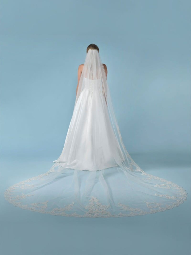 Poirier S436-350-1-MED Velo ricamato con fiori main product photo