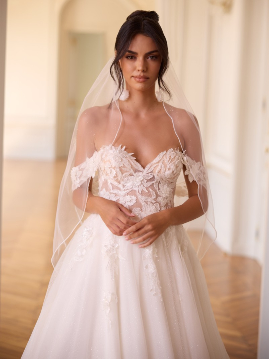 Bianco Evento S548 – Velo da sposa avorio, 110 cm main product photo