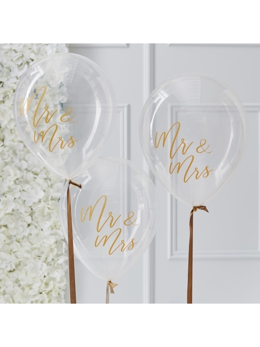 Ginger Ray Mr & Mrs. Balloons - Gold Wedding GO-142 main product photo